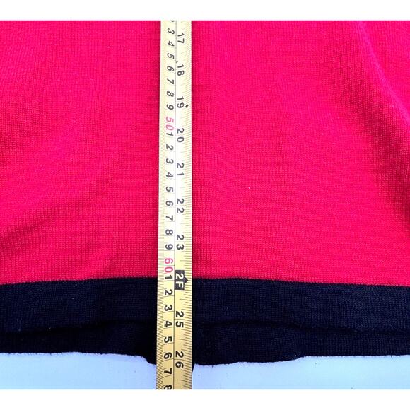 Doncaster Red Black & Gold Wool Blend Cardigan Small Plaid Accents Gold Buttons - Picture 12 of 12